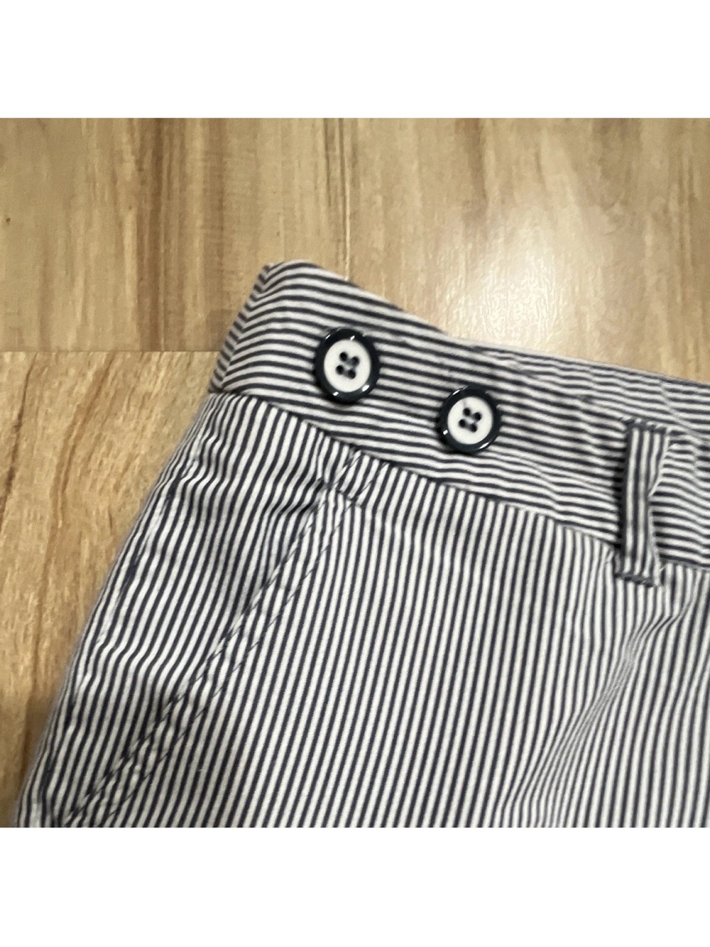 Grace Women's Blue White Pinstriped Ankle Pants - Picture 3 of 13